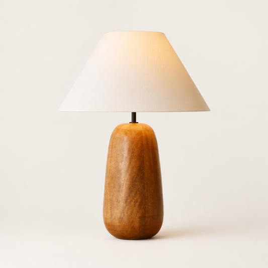 Sculpted Wood Table Lamp-Natural | Atelier