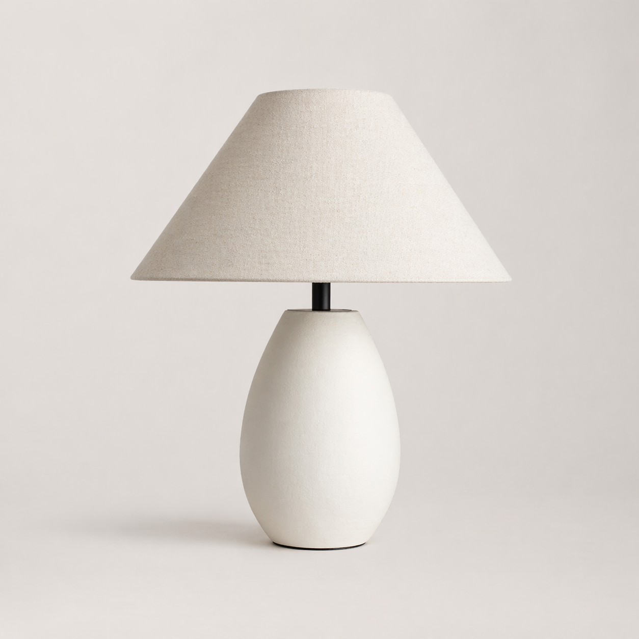 White Ceramic Table Lamp with Linen Shade
