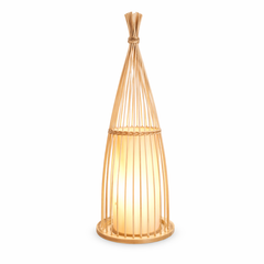 Bamboo Tower Floor Lamp with Faux Shearling Shade (2 Heights)