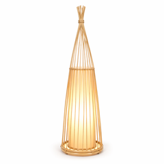 Bamboo Tower Floor Lamp with Faux Shearling Shade (2 Heights)