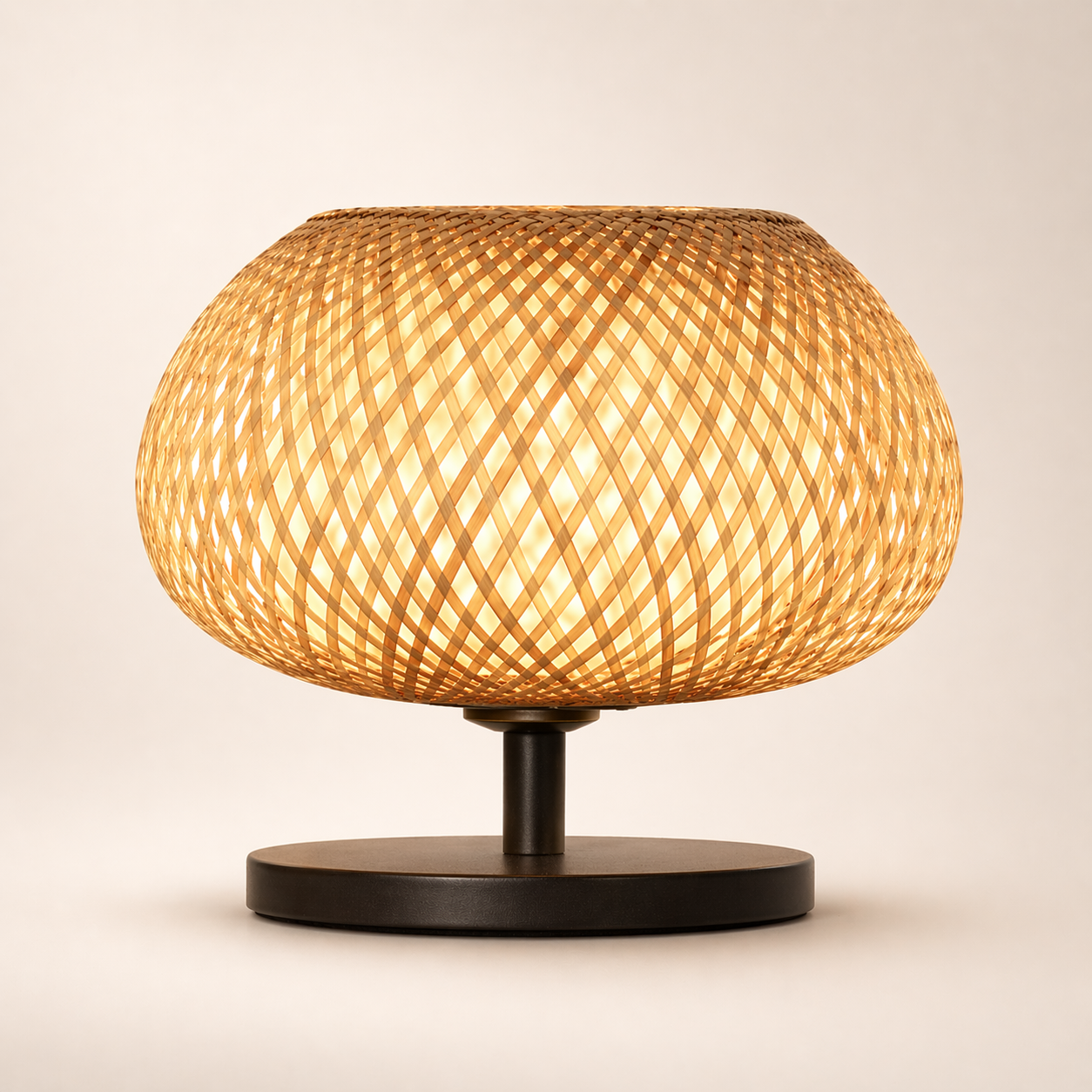 Bamboo Weave Table Lamp-Wood Base (2 Shade Shapes)