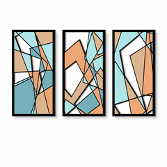 Designer Openwork Triptych Wall Art (Set of 3)-Wood-Look Framed Statement Panels, 32.6in x 16.54in