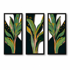 Designer Openwork Triptych Wall Art (Set of 3)-Wood-Look Framed Statement Panels, 32.6in x 16.54in