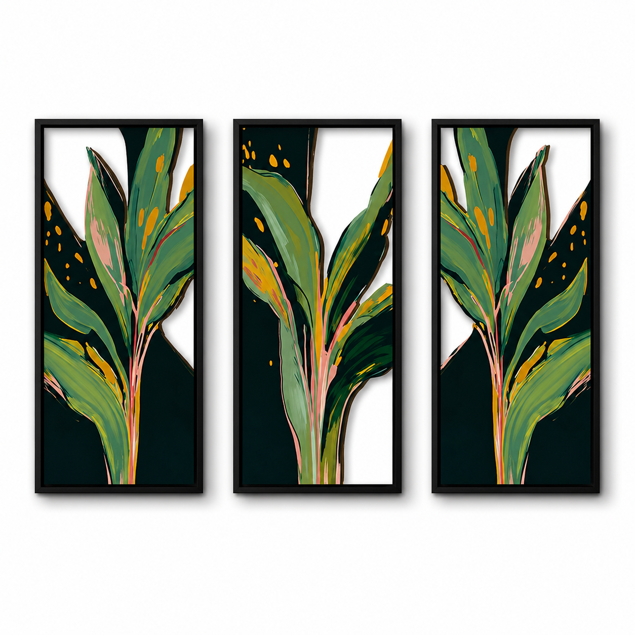 Designer Openwork Triptych Wall Art (Set of 3)-Wood-Look Framed Statement Panels, 32.6in x 16.54in