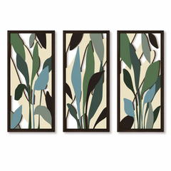 Designer Openwork Triptych Wall Art (Set of 3)-Wood-Look Framed Statement Panels, 32.6in x 16.54in