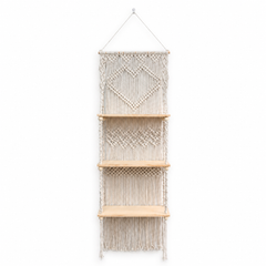 Boho Wall Decor That Actually Displays-A 3-Tier Macrame Hanging Shelf