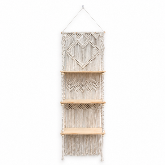 Boho Wall Decor That Actually Displays-A 3-Tier Macrame Hanging Shelf