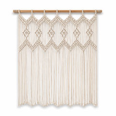 Instant Boho Texture-Macrame Wall Hanging Panels with Included Wood Rod