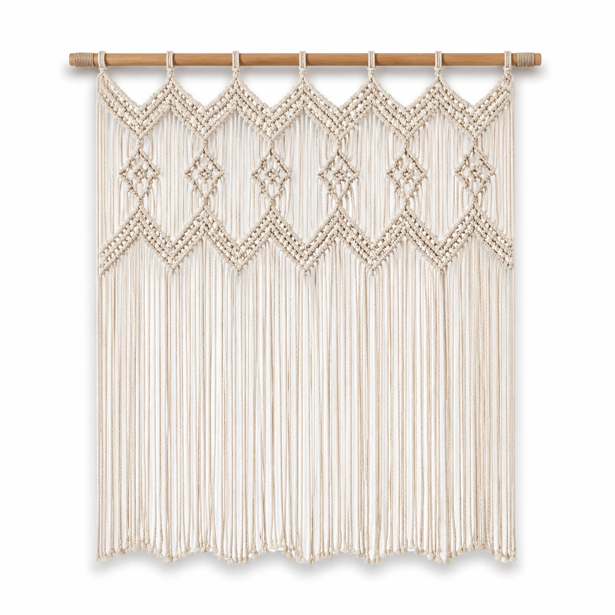 Instant Boho Texture-Macrame Wall Hanging Panels with Included Wood Rod