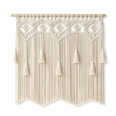 Instant Boho Texture-Macrame Wall Hanging Panels with Included Wood Rod