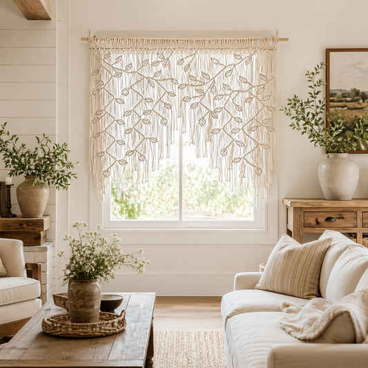 Instant Boho Texture-Macrame Wall Hanging Panels with Included Wood Rod