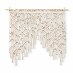 Instant Boho Texture-Macrame Wall Hanging Panels with Included Wood Rod
