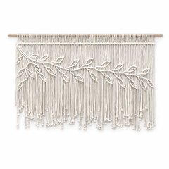 Instant Boho Texture-Macrame Wall Hanging Panels with Included Wood Rod