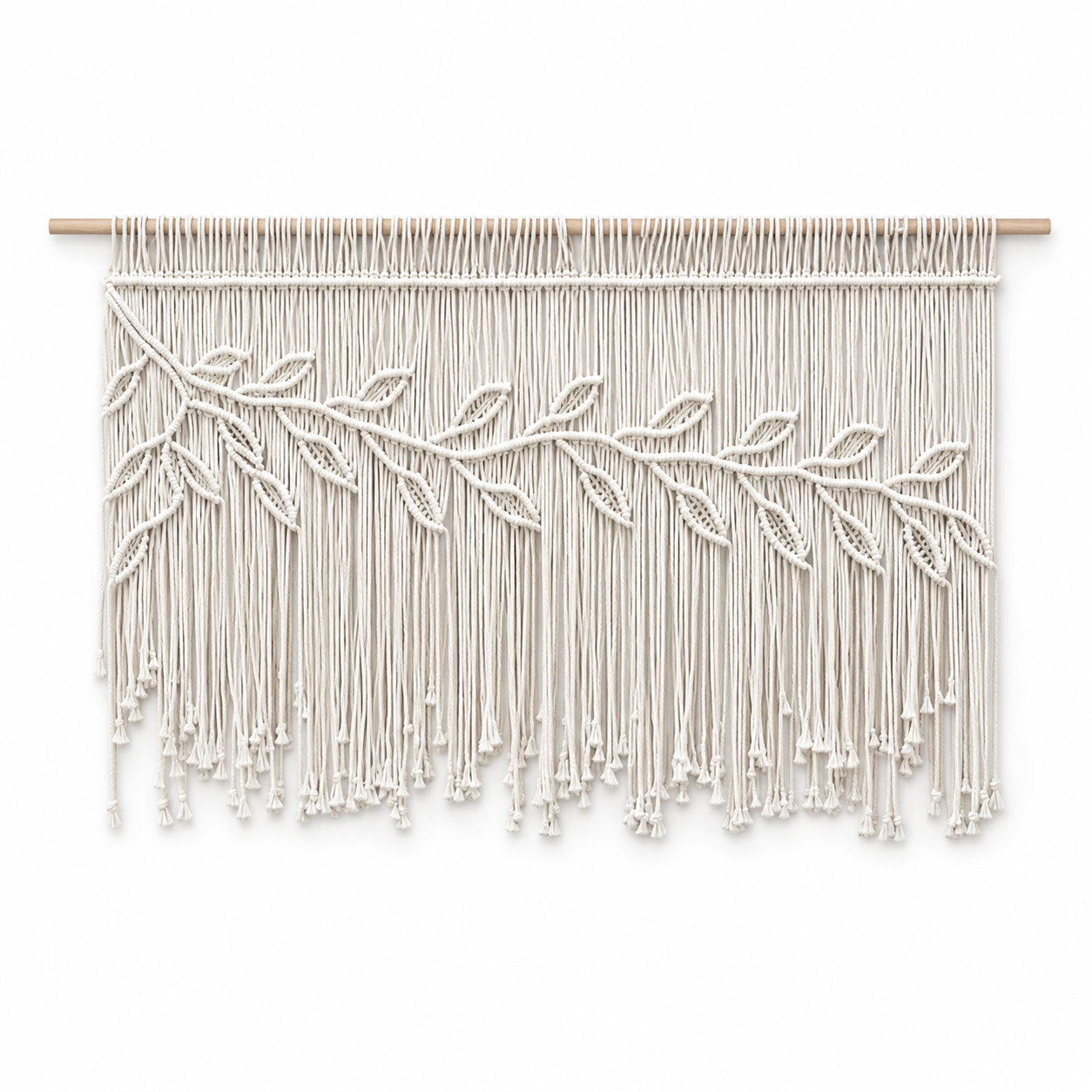 Instant Boho Texture-Macrame Wall Hanging Panels with Included Wood Rod