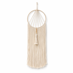 Dreamcatcher-Inspired Macrame-A Clean Hoop Silhouette with Long Airy Fringe