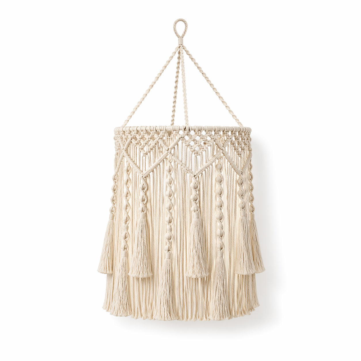 Hand-Knotted Macrame Shade for Warm, Boho Glow-Instant Texture