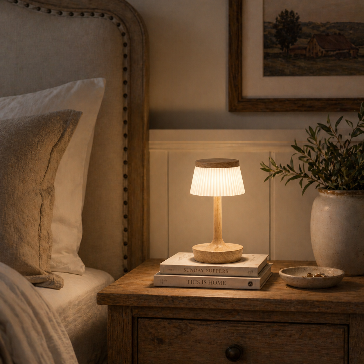 Mushroom Touch-Dimmable Rechargeable Table Lamp