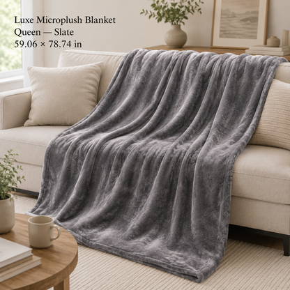 Luxe Microplush Flannel Fleece Blanket-Queen