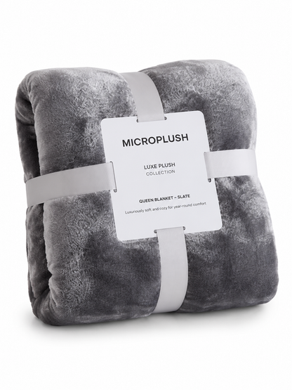 Luxe Microplush Flannel Fleece Blanket-Queen
