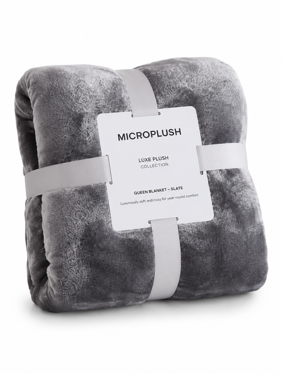 Luxe Microplush Flannel Fleece Blanket-Queen