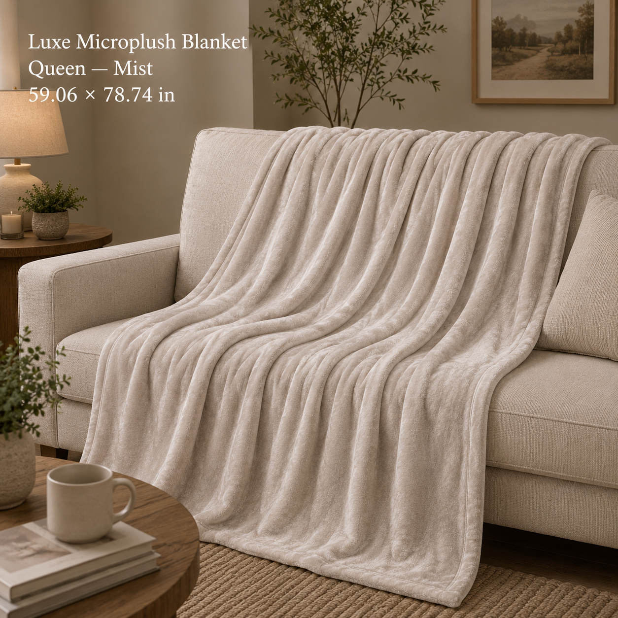 Luxe Microplush Flannel Fleece Blanket-Queen
