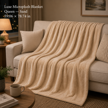 Luxe Microplush Flannel Fleece Blanket-Queen