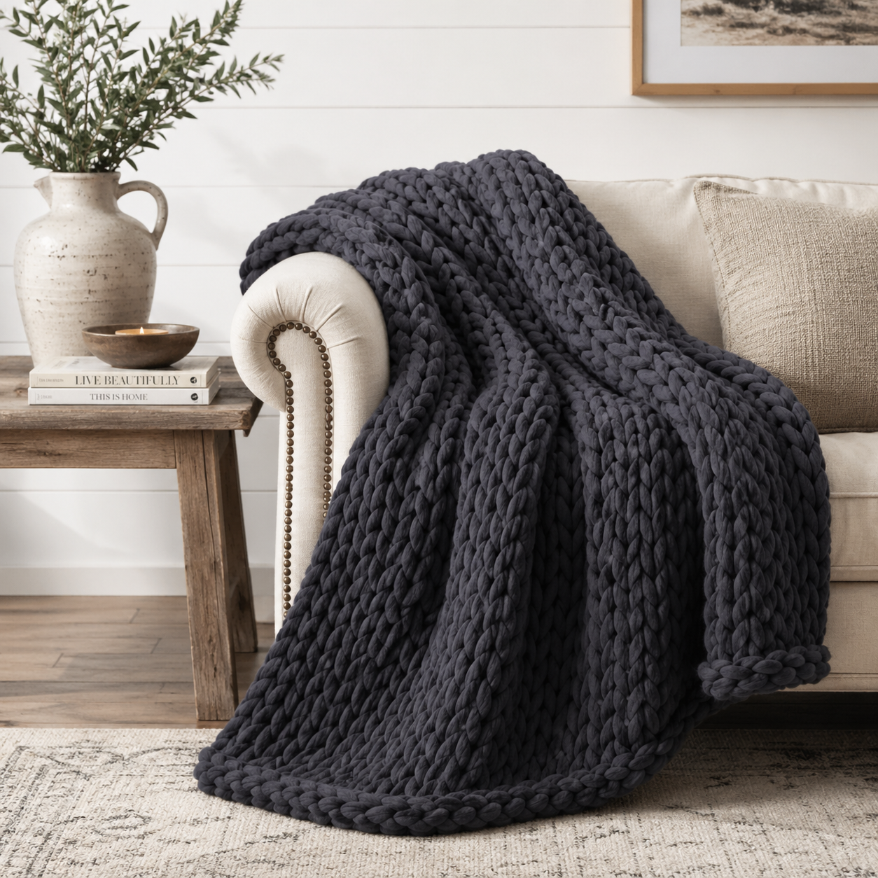 Heavyweight Chunky Knit Throw Blanket-50in x 60in