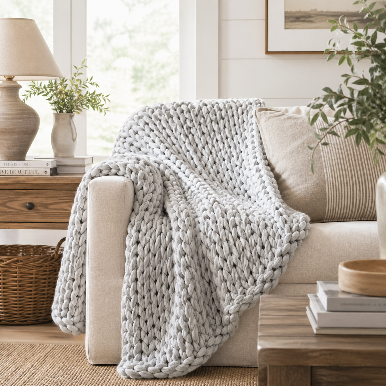Heavyweight Chunky Knit Throw Blanket-50in x 60in
