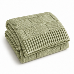 Check Knit Throw Blanket-Textured Grid Weave, 51in x 63in