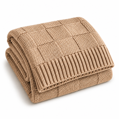 Check Knit Throw Blanket-Textured Grid Weave, 51in x 63in