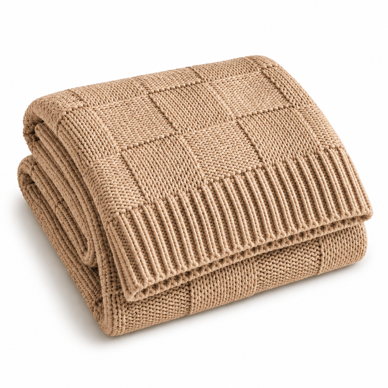 Check Knit Throw Blanket-Textured Grid Weave, 51in x 63in