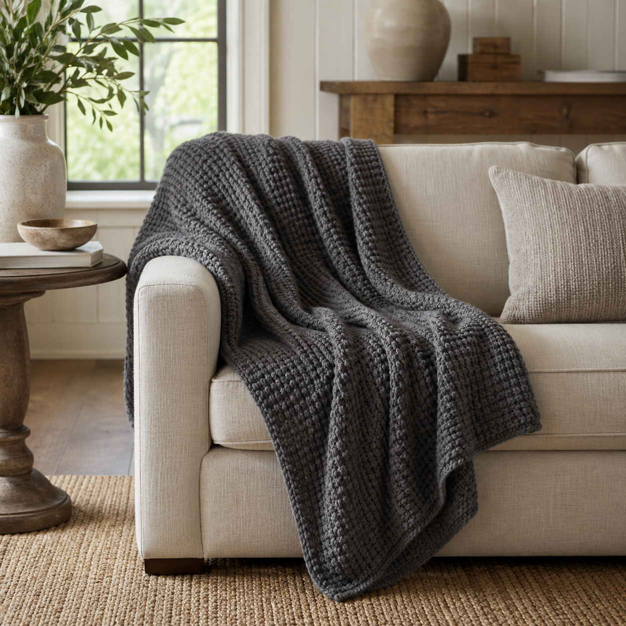 Pebble-Knit Throw Blanket (51in x 63in)