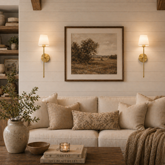 Cordless Brass Wall Sconces with Rechargeable Bulbs & Remote Control (Set of 2)