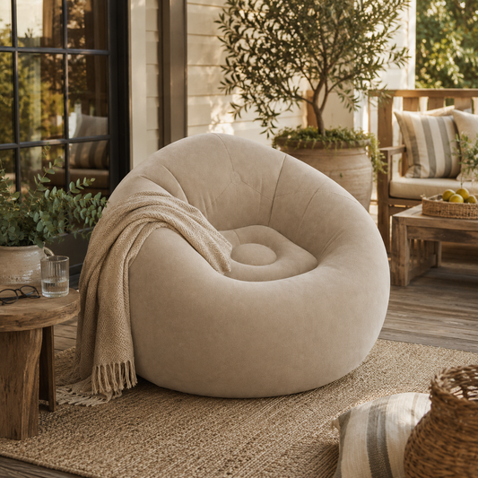 Mocha Inflatable Lounge Chair for Relaxed Indoor & Outdoor Seating