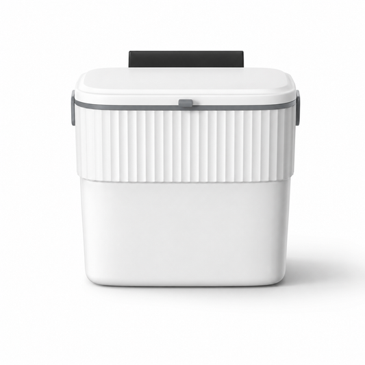 7L Wall-Mount Kitchen Waste Bin with Sliding Lid (No-Drill, White)