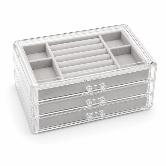 3-Drawer Acrylic Jewelry Organizer with Soft Lining