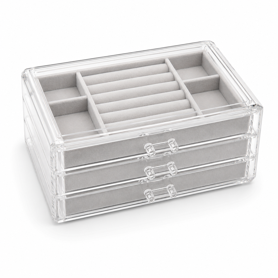 3-Drawer Acrylic Jewelry Organizer with Soft Lining