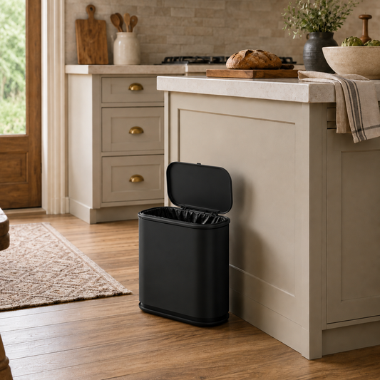 Slim 12L Press-Top Trash Can with Hidden Liner