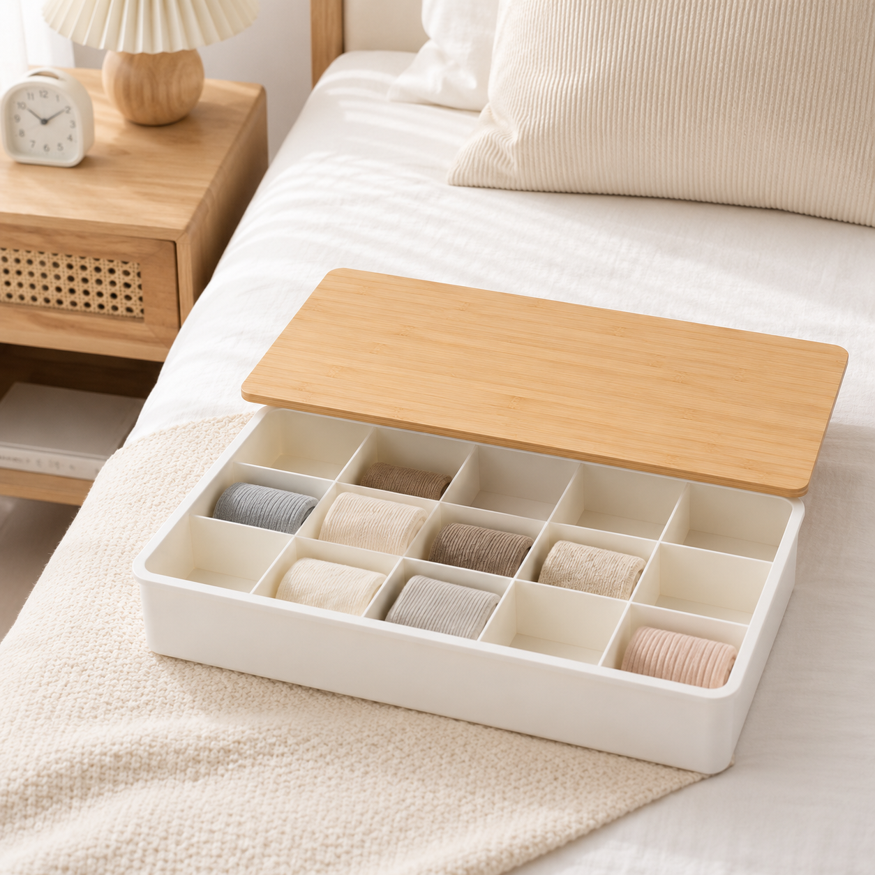 Bamboo Lid Organizer Box (Grid & Deep Options)