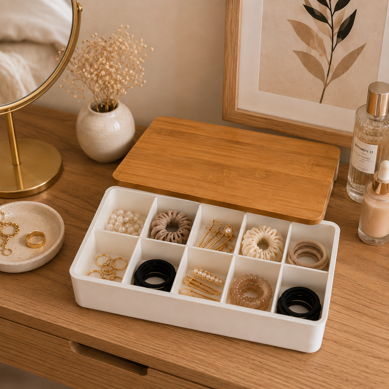 Bamboo Lid Organizer Box (Grid & Deep Options)