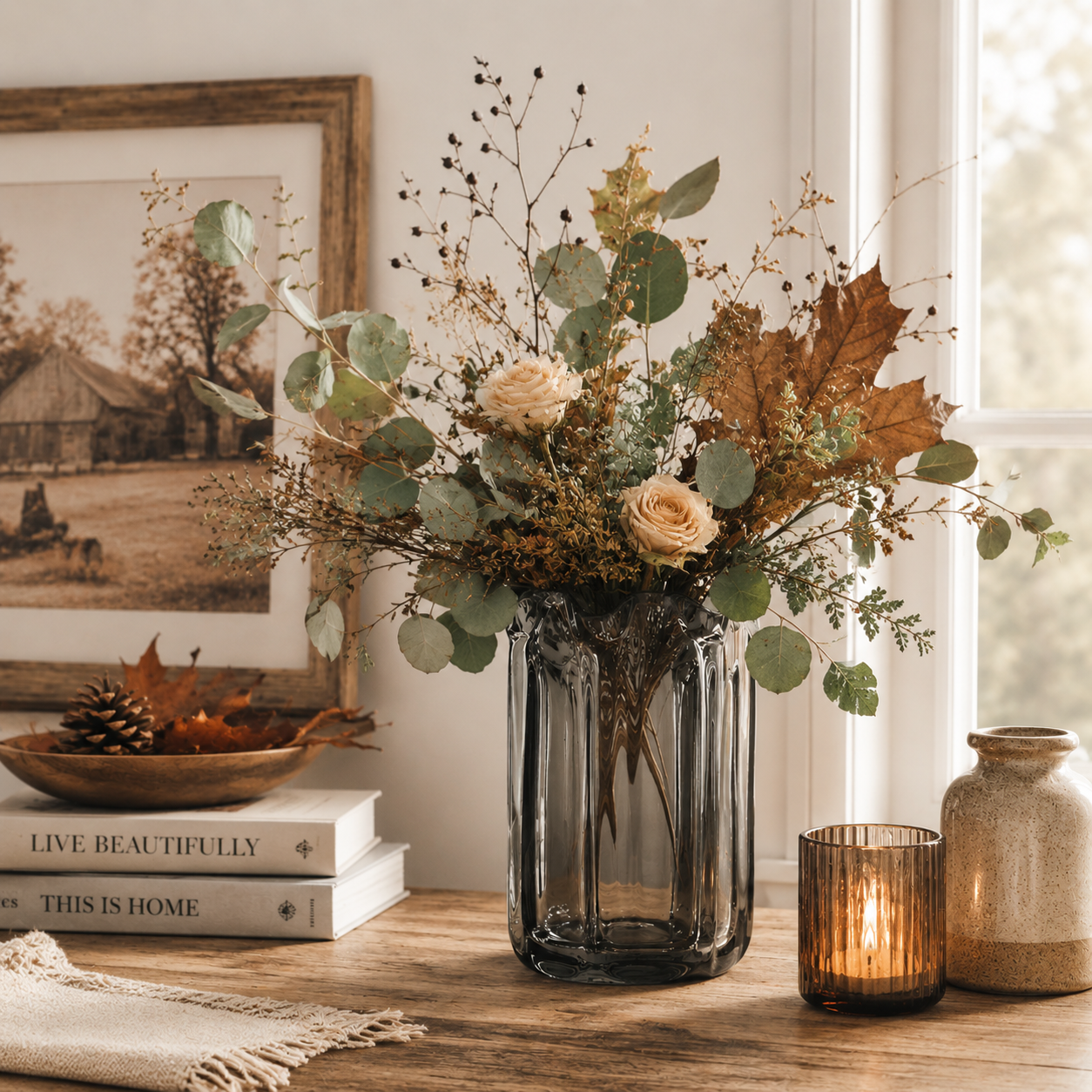 Atelier Smoke Fluted Thick Glass Vase
