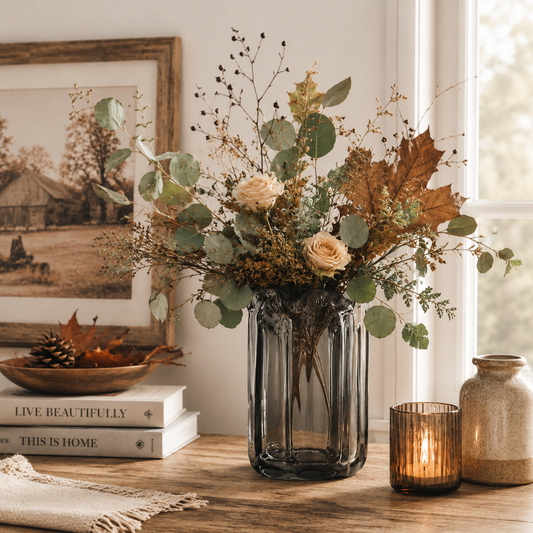 Atelier Smoke Fluted Thick Glass Vase