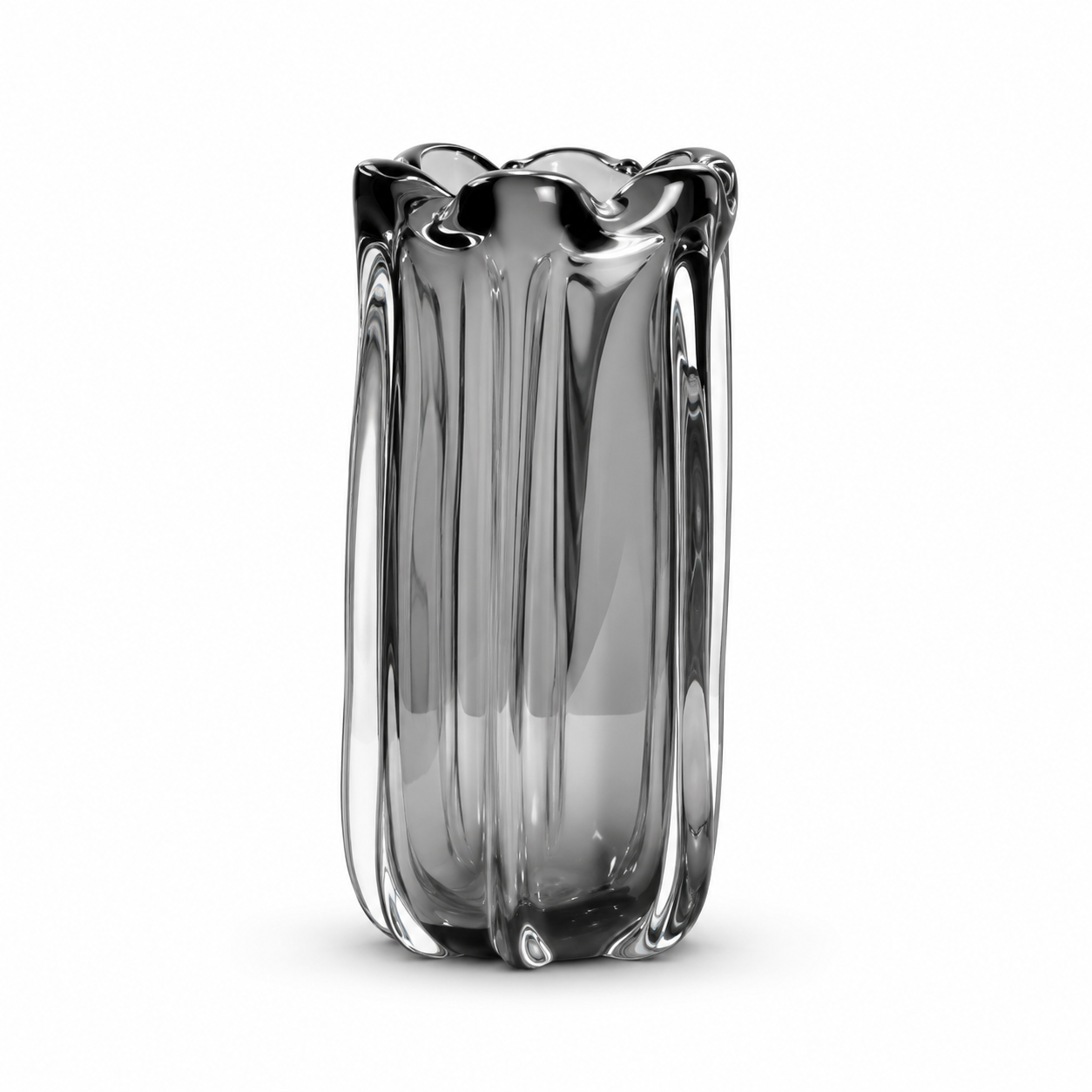 Atelier Smoke Fluted Thick Glass Vase