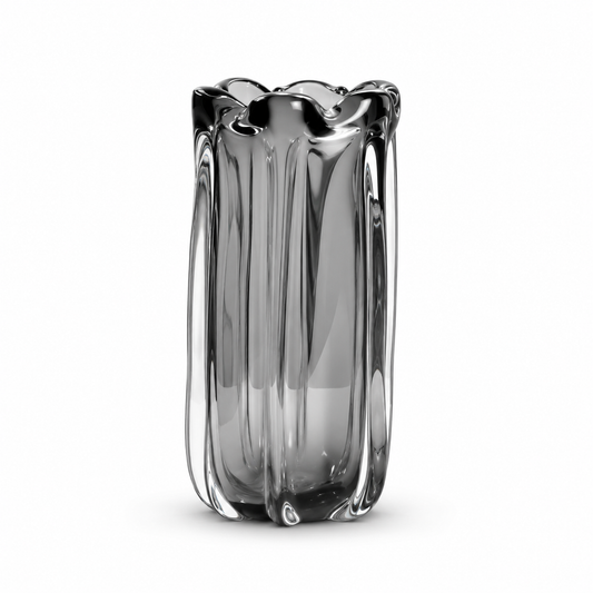Atelier Smoke Fluted Thick Glass Vase