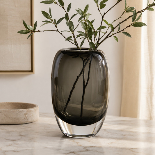 Atelier Smoke Oval Thick Glass Vase