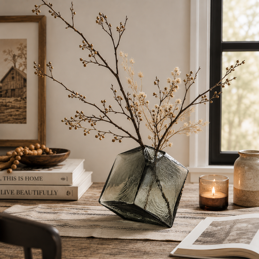 Atelier Smoke Faceted Thick Glass Vase