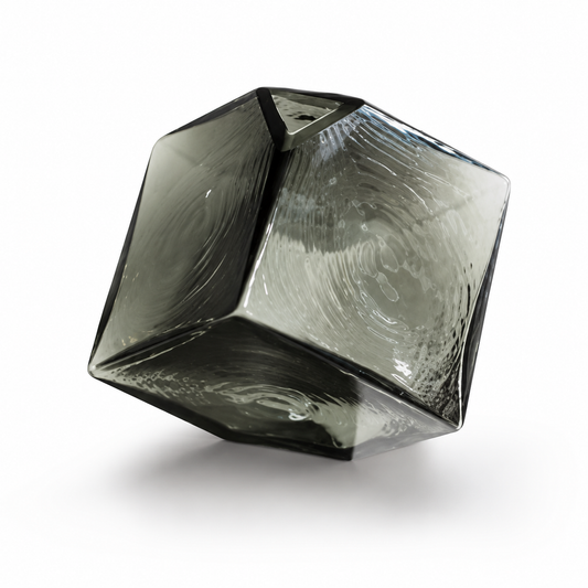 Atelier Smoke Faceted Thick Glass Vase