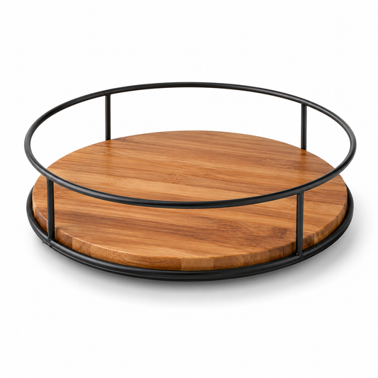 9-Inch Walnut-Tone Lazy Susan Spice Turntable