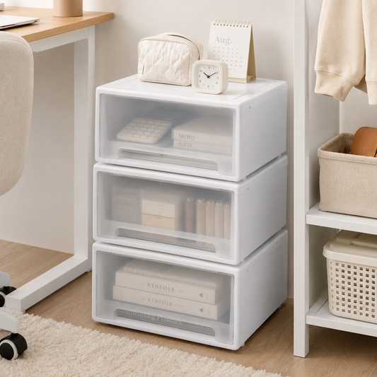 Stackable Frosted Drawer Storage Box 21L