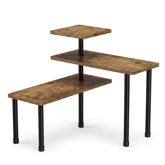 Rustic 3-Tier Countertop Riser Shelf for Kitchen Counter Organization